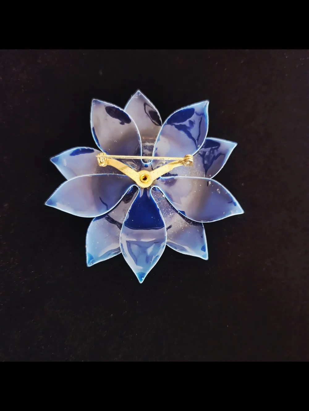 VTG Blue Flower Statement Brooch - Women Jewelry 70's